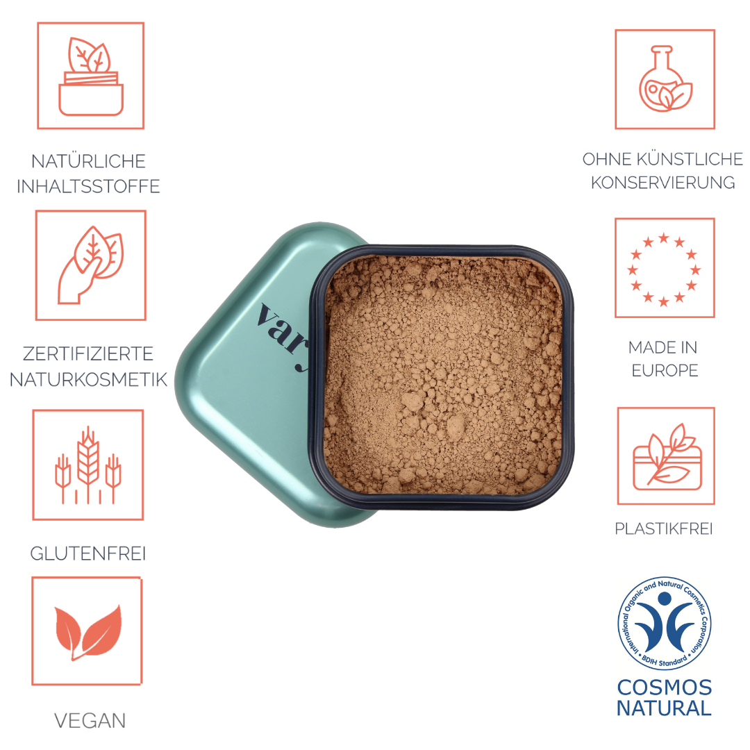 Concealer; zum Abdecken von Hautunreinheiten und -rötungen, matt, langanhaltend, vegan, tierversuchsfrei, ohne Nano- und Mikroplastik Partikel, für alle Hauttypen geeignet ohne Öle / Fette, ohne Parfüm, ohne Alkohol, hormonfrei / zero waste, plastikfrei