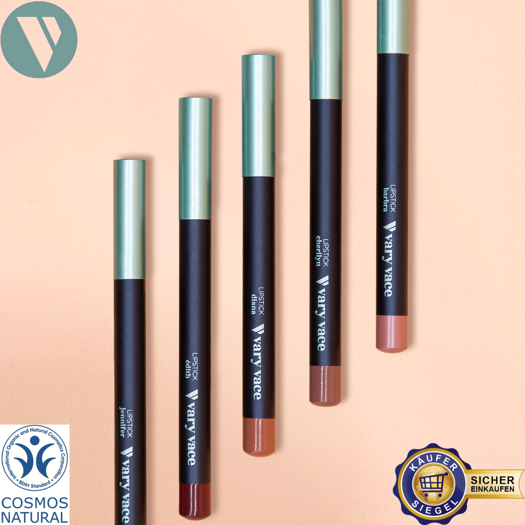 Lipstick / Lippenstift; langanhaltend, farbintensiv, weiche und pflegende Textur, ohne Konservierungs-mittel und Nanopartikel, tierversuchsfrei, zertifizierte Naturkosmetik made in germany