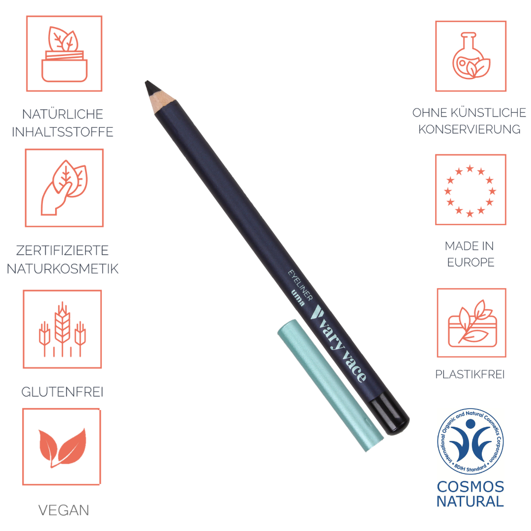 Eyeliner / Kajal; plastikfrei, leicht zu verblenden für z.B. Smokey Eyes, starke Pigmentierung,  made in Germany vegan, weiche und pflegende Textur, zertifizierte Naturkomsetik made in Germany,