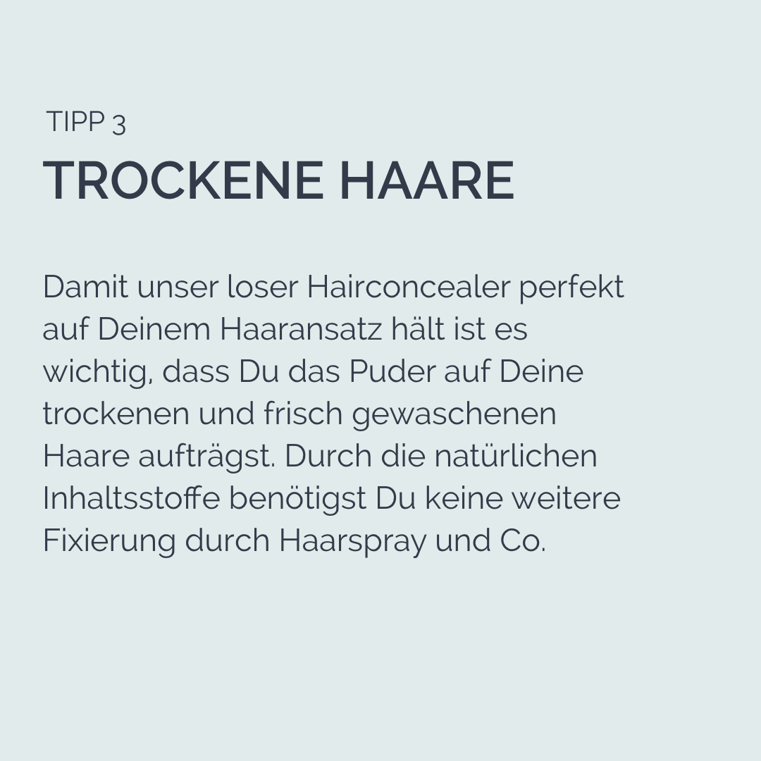 Hairconcealer; natürlicher Ansatzpuder zum Kaschieren des Haaransatzes / Verdichtung des Haares /Schütthaar, langanhaltend, vegan, tierversuchsfrei, ohne Nano- und Mikroplastik Partikel, ohne Öle, ohne Parfüm, zero waste, plastikfrei